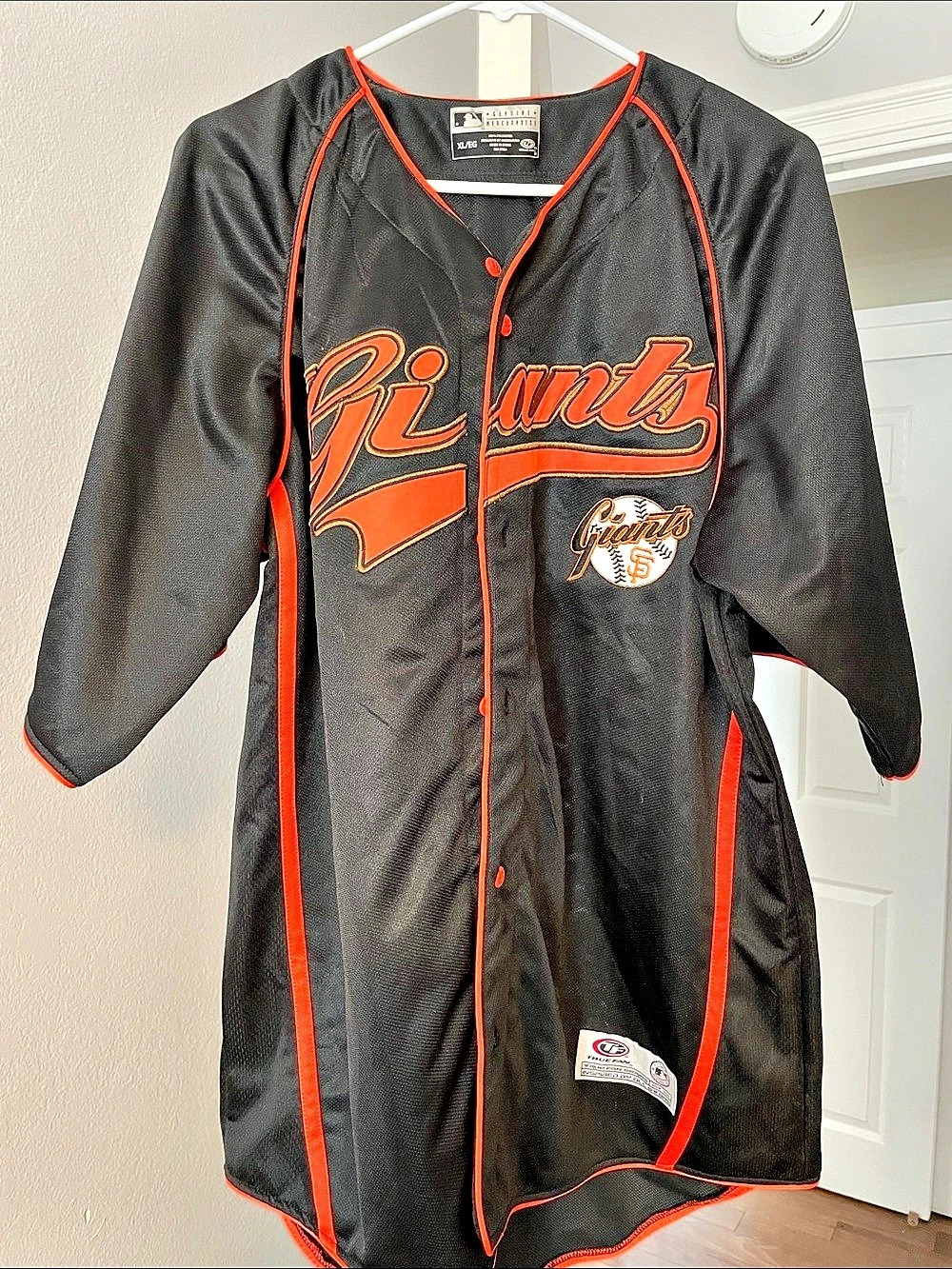 True Fan San Francisco Giants MLB Baseball Jersey Black & Orange XL